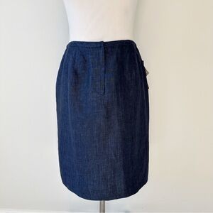 Jones New York NWT Delta Linen Dark Denim Pencil Jean Skirt Lined Midi, size 8